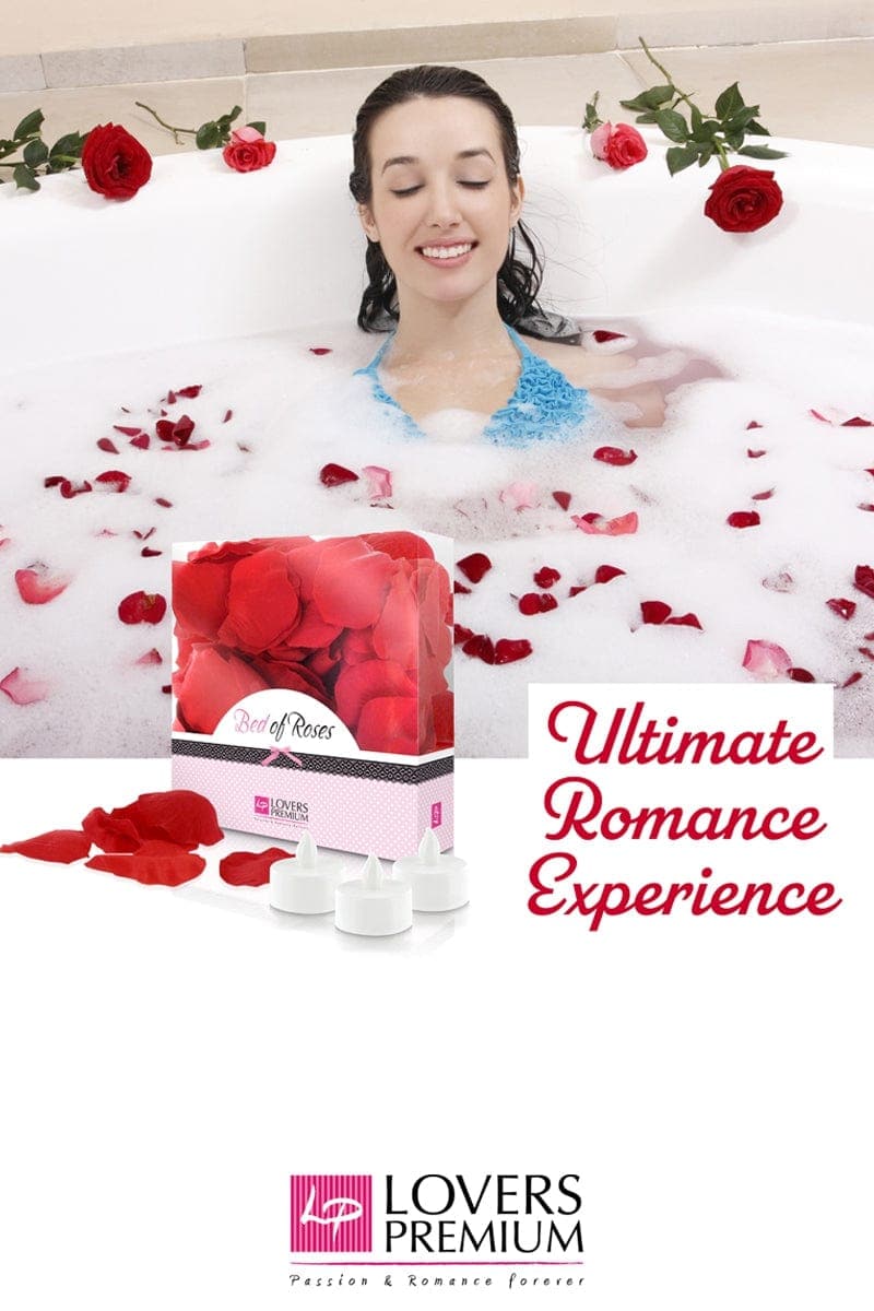Pack 100 Pétales de rose et 3 bougies soirée romantique - Lovers Premium