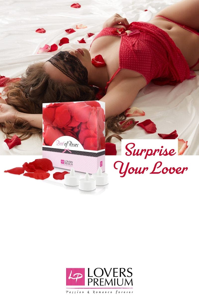 Pack 100 Pétales de rose et 3 bougies soirée romantique - Lovers Premium