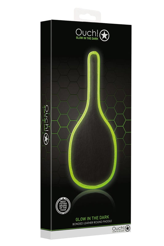 Paddle BDSM phosphorescent rond en cuir - Ouch!