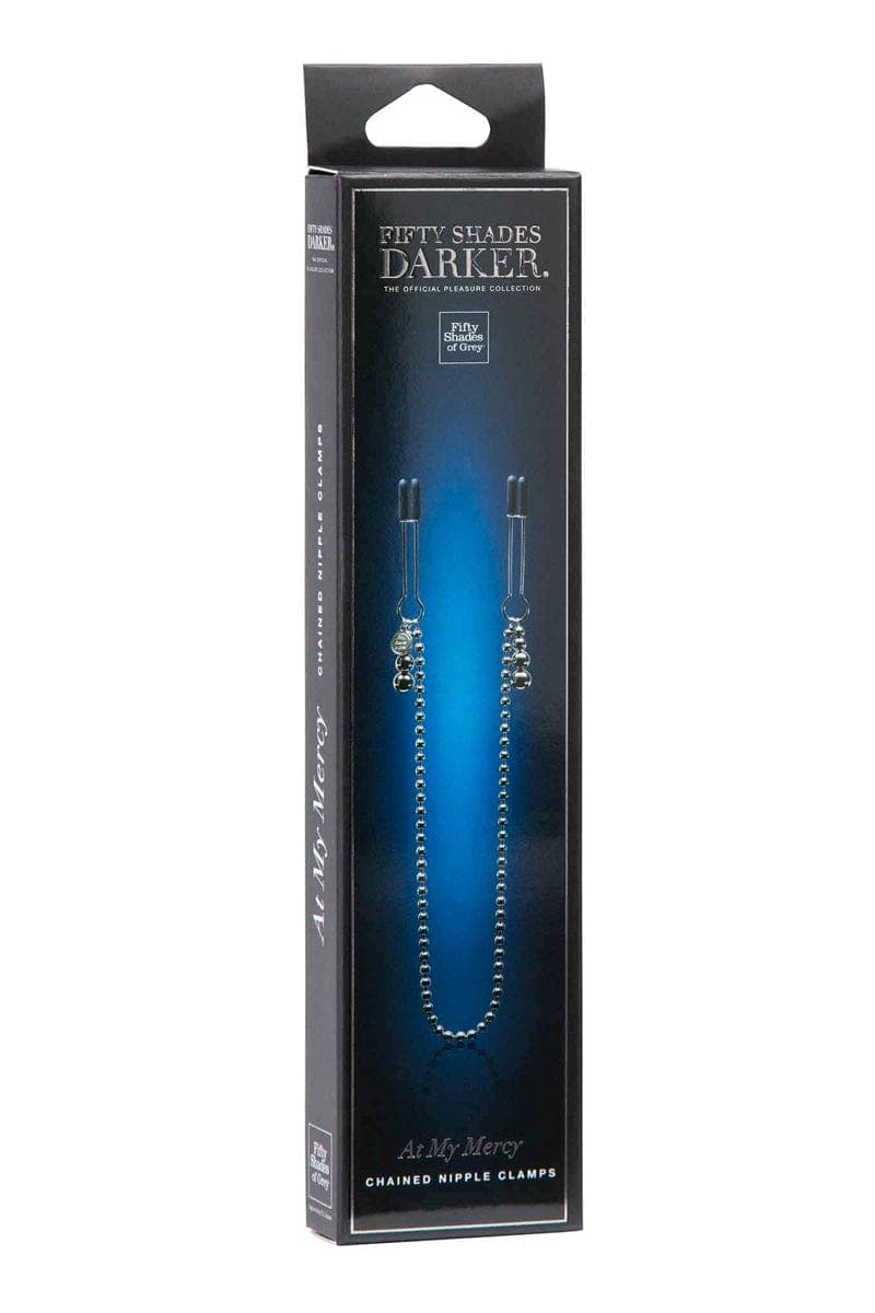 Paire de pinces à tétons avec chaine 70cm en métal pour soumis - Fifty shades darker