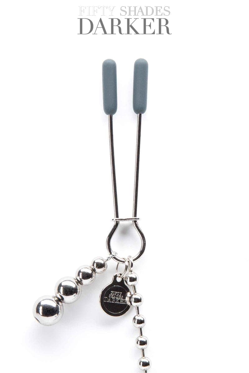 Paire de pinces à tétons avec chaine 70cm en métal pour soumis - Fifty shades darker