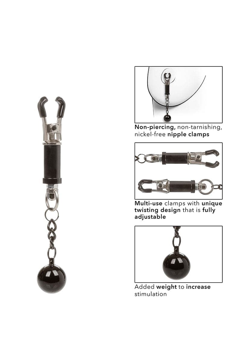 Paire de pinces à tétons BDSM unisexe avec poids 34,5g x 2 - Calexotics