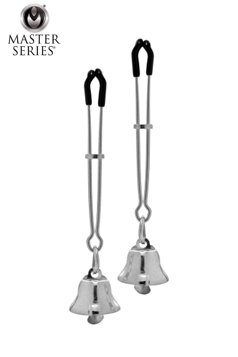 Paire pinces pour tétons en métal avec clochette 10cm - Master Series