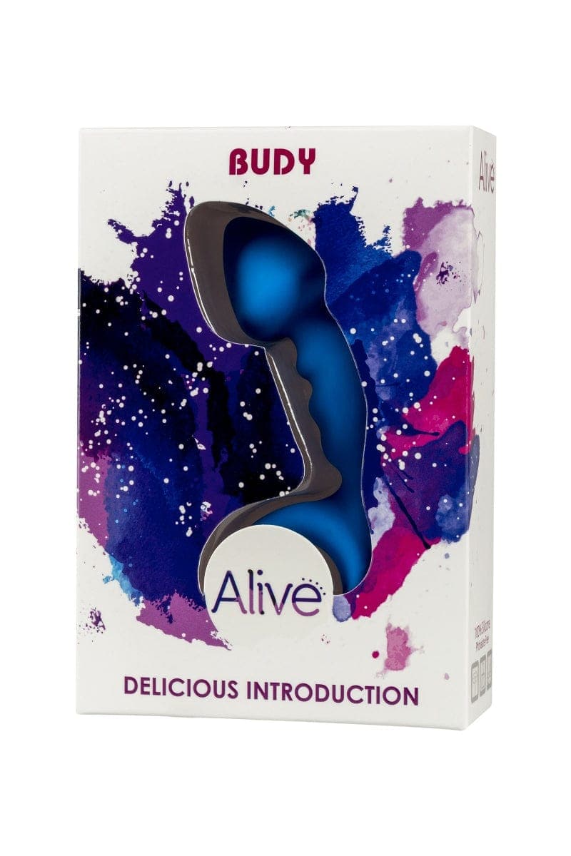 Petit plug anal étanche unisexe budy en silicone flexible bleu 13 x 2,5cm - Alive