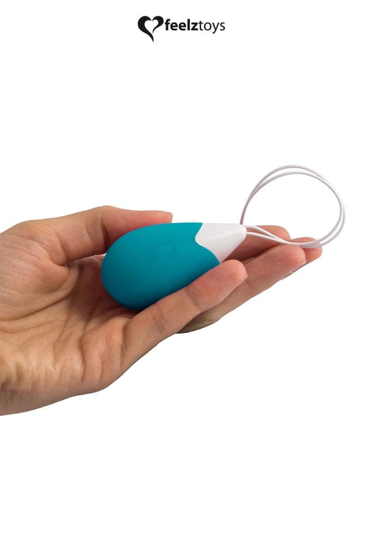 Oeuf vibrant stimulation vaginale et clitoridienne turquoise - Feelztoys