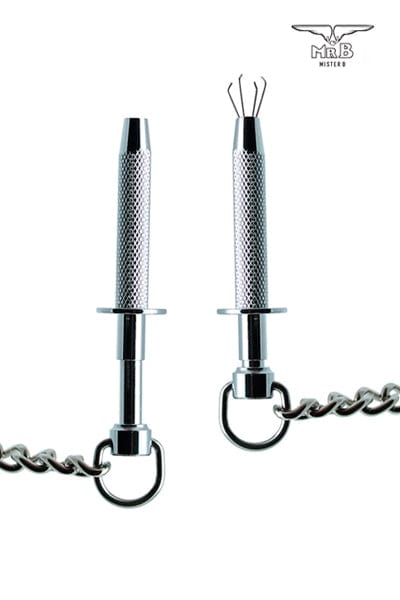 Pinces à seins type griffes 8cm + chaine 30cm accessoire BDSM - Mister B