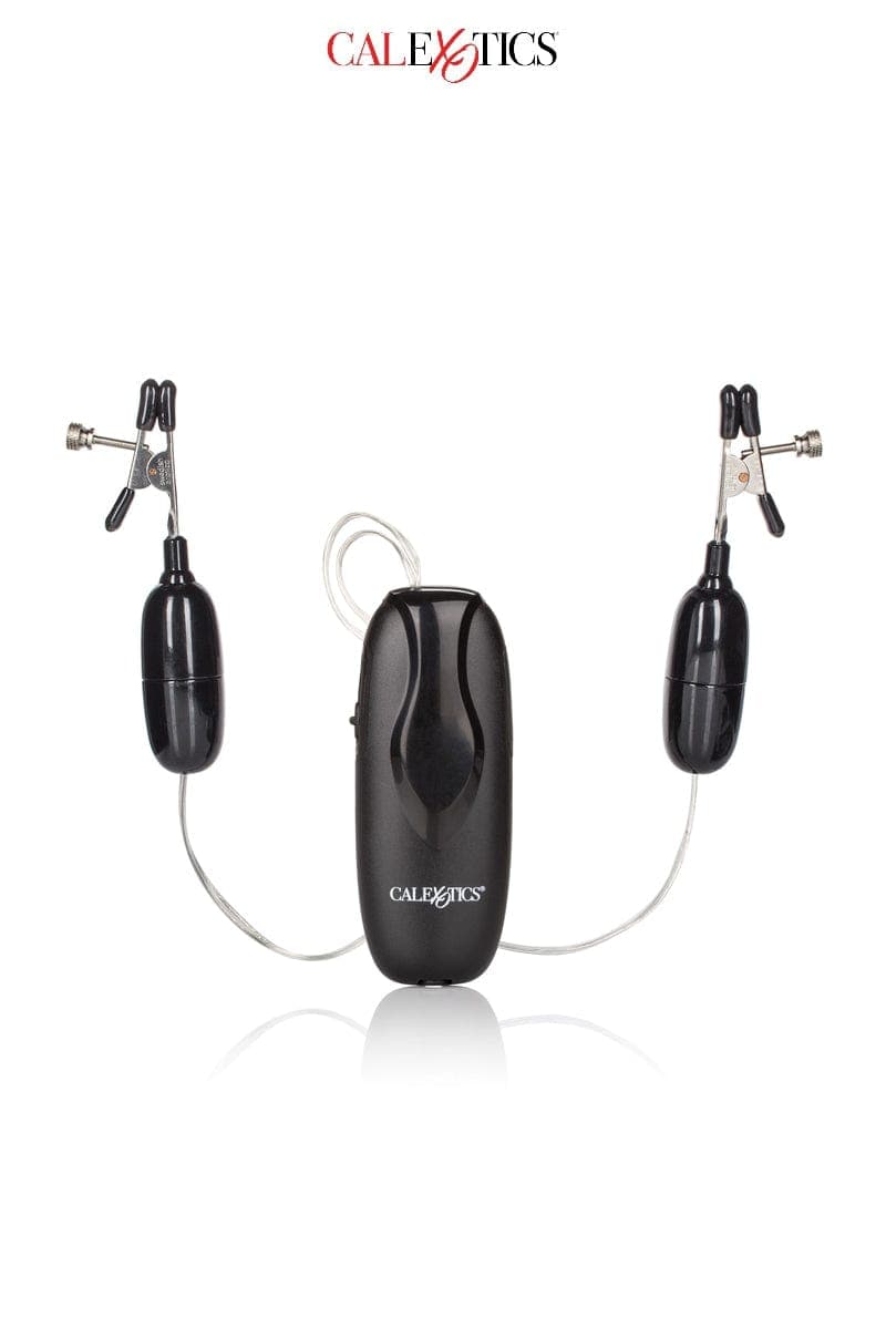 Pinces à seins vibrantes ajustable piles non incluses bdsm - Calexotics