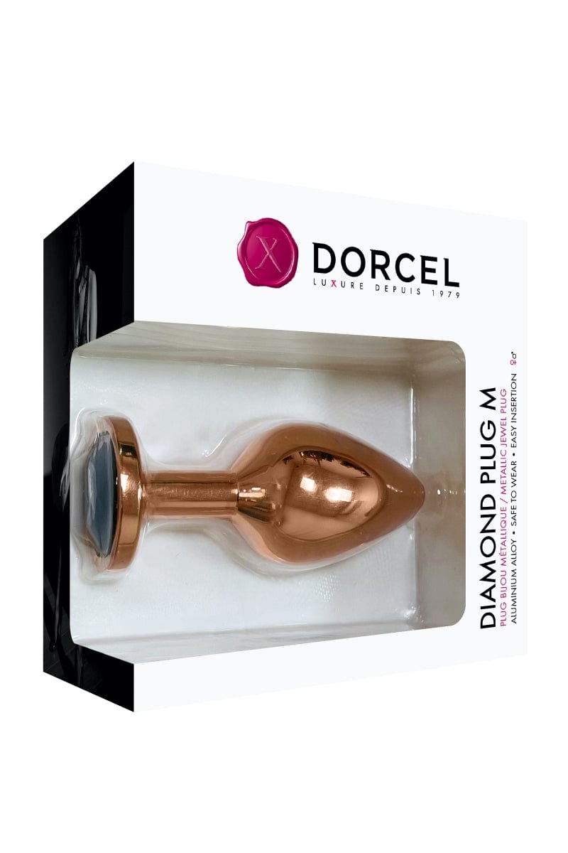 Plug anal en aluminium avec bijou diamant noir taille M 8,3cm 88g - Dorcel