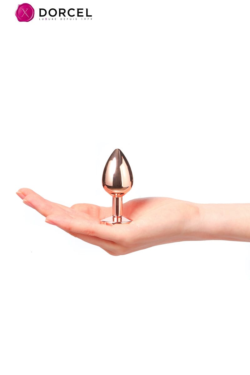 Plug anal glamour en aluminium rose gold bijou diamant noir taille S 7,1cm - Dorcel