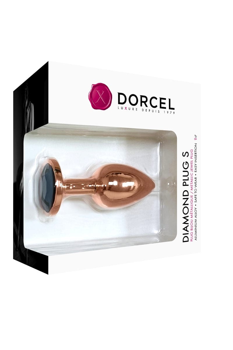 Plug anal glamour en aluminium rose gold bijou diamant noir taille S 7,1cm - Dorcel