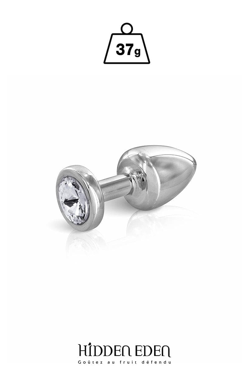 Plug anal pour hommes et femmes en alu avec bijou XS 5,9cm - Hidden Eden