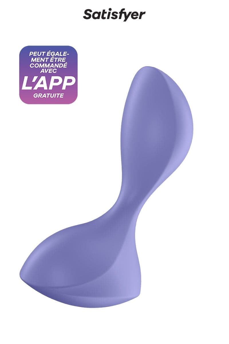 Plug anal unisexe connecté en silicone Sweet Seal lilas taille M 11cm - Satisfyer