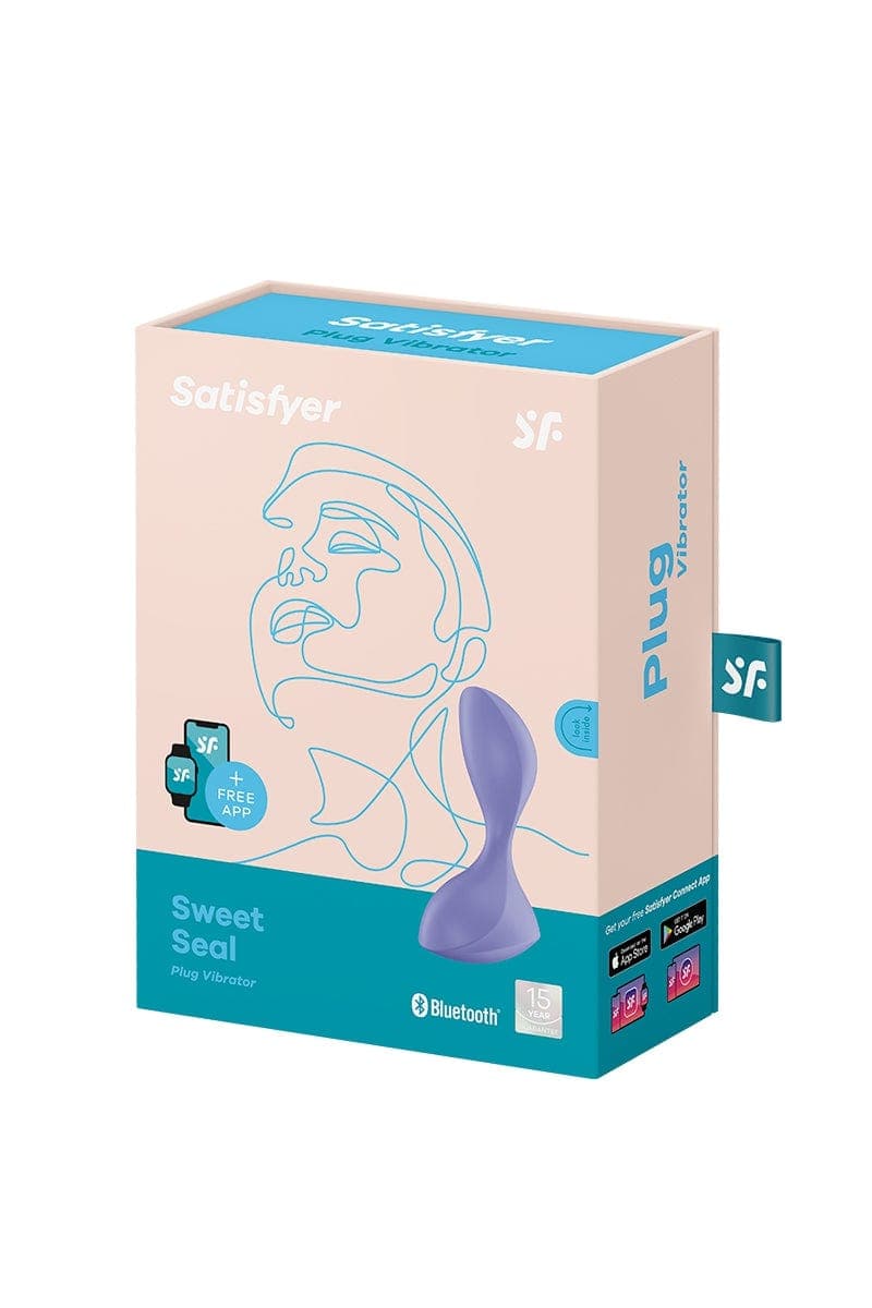 Plug anal unisexe connecté en silicone Sweet Seal lilas taille M 11cm - Satisfyer