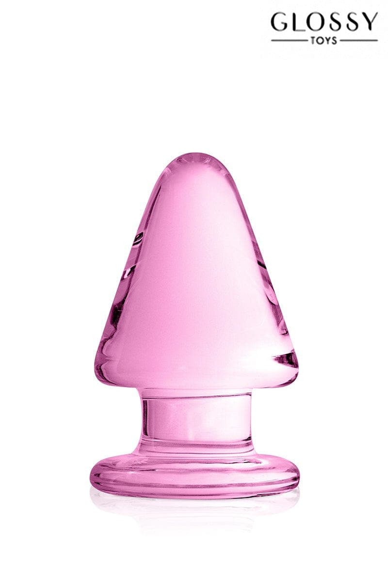 Plug anal verre Glossy Toys 9 x 5,5 cm forme conique n°23 Pink - GlossyToys