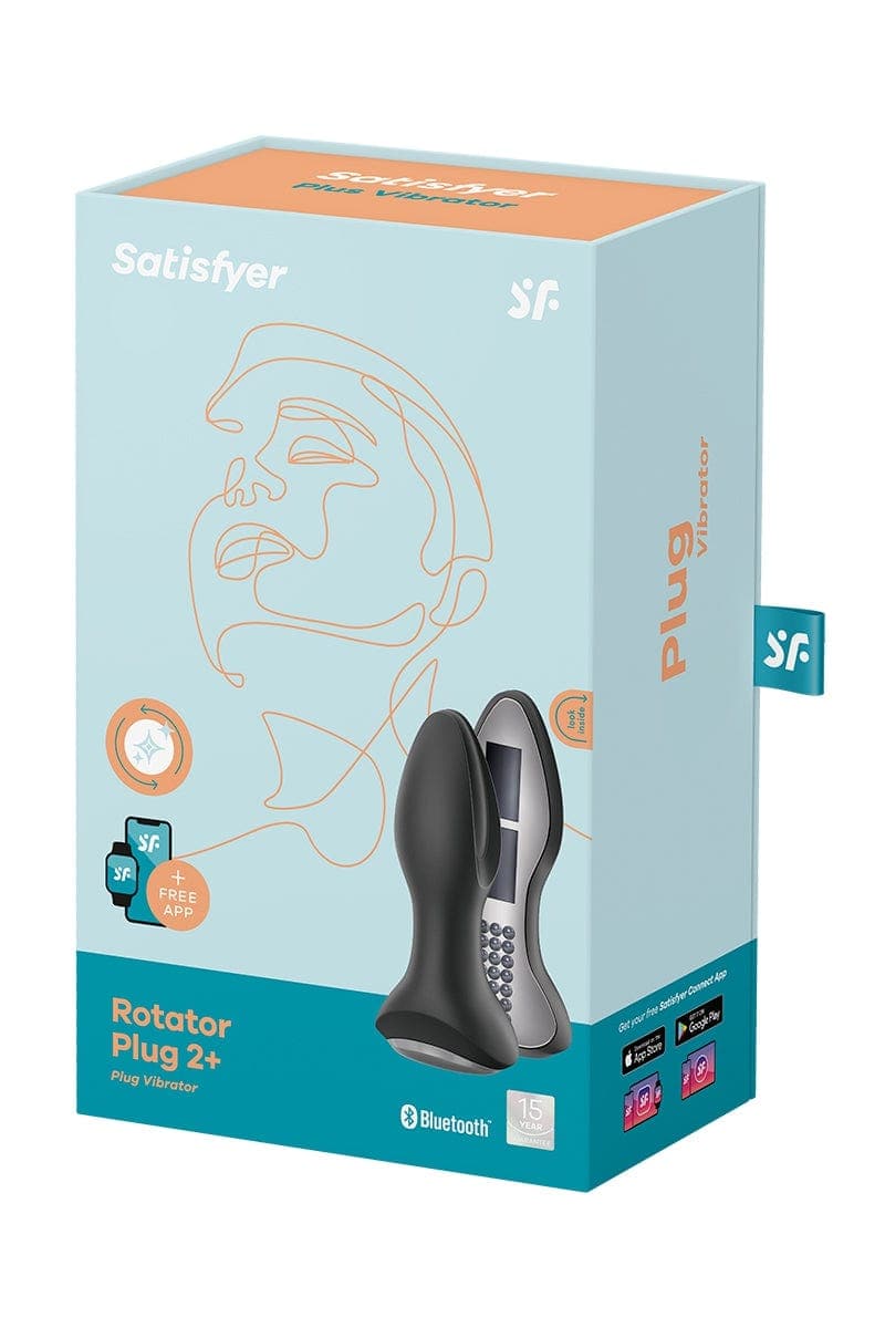 Plug anal vibrant uni-sexe Rotator Plug 2+ noir 13cm - Satisfyer