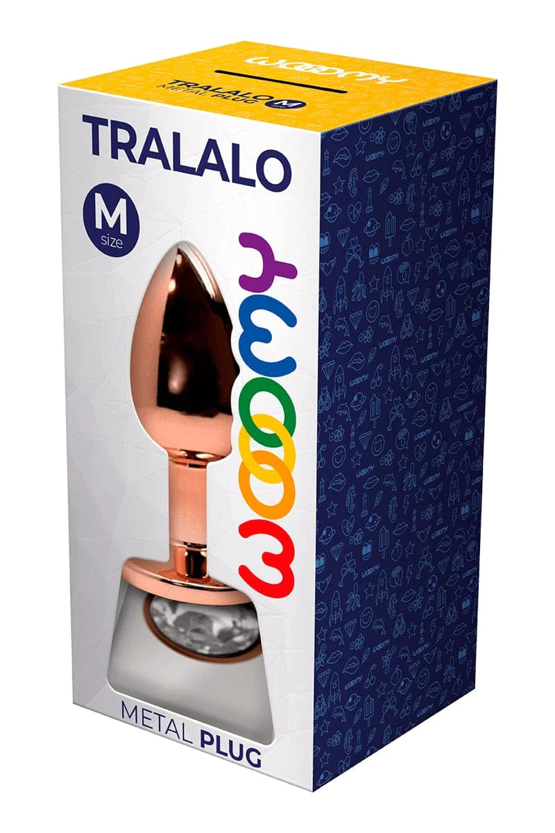 Plug bijou anal rose gold Tralalo strass transparent Taille M - Wooomy