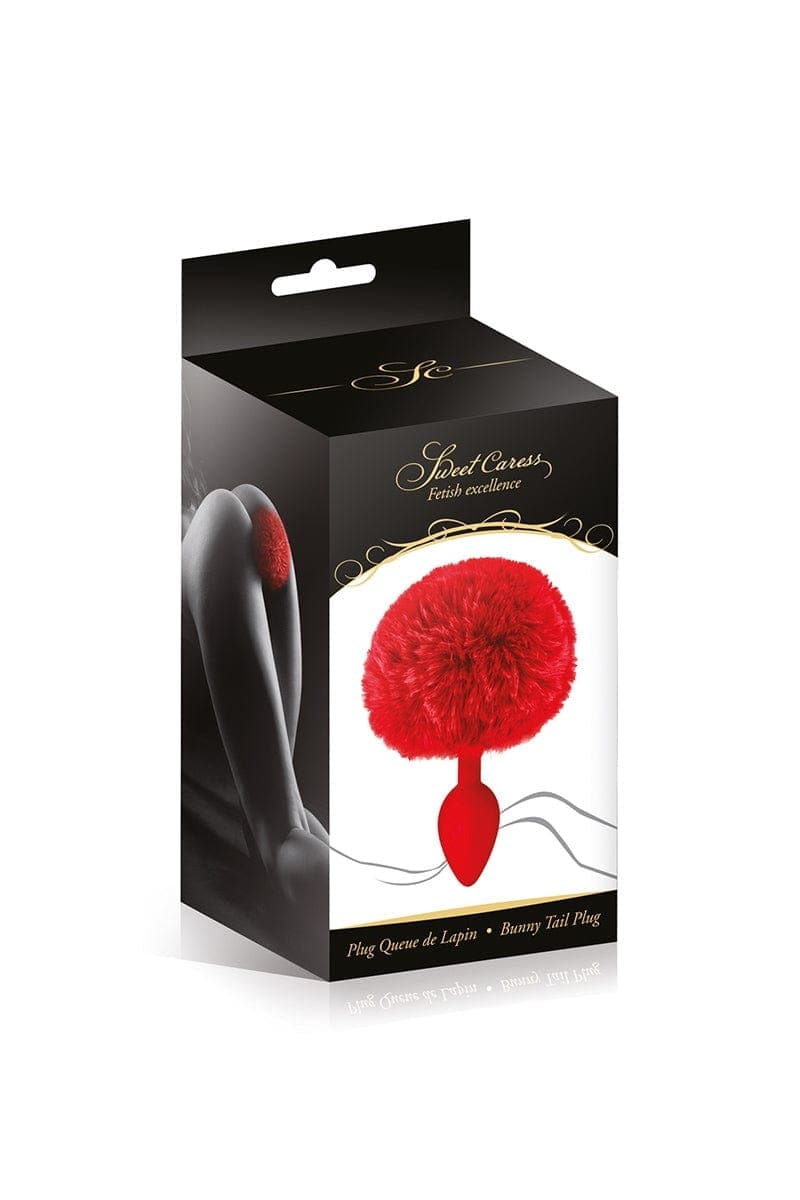Plug queue de lapin rouge mixte ponpon fourure étanche - Sweet Caress