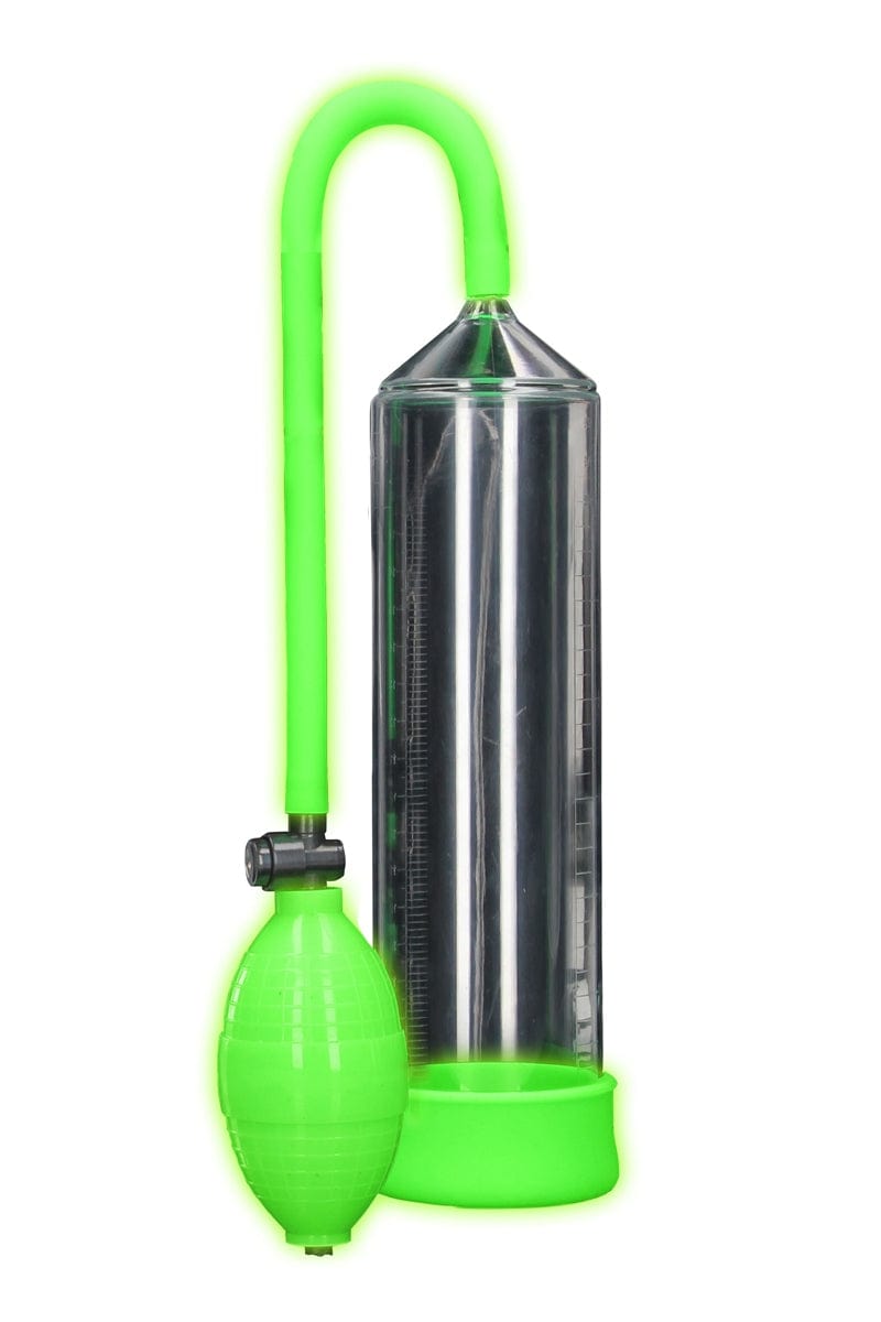 Pompe à pénis manuel phosphorescente 21cm insérables - Ouch