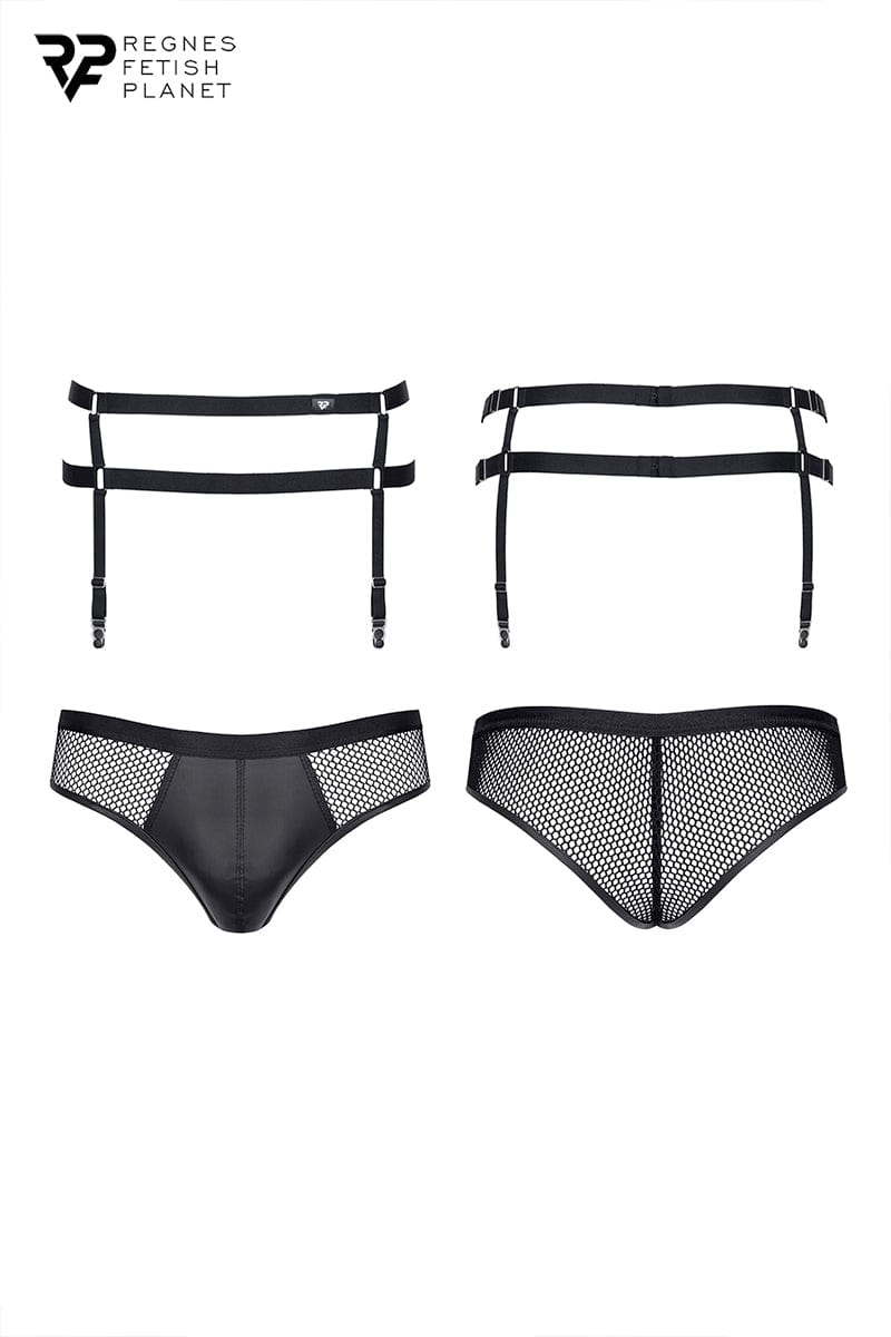 Porte-jarretelles et slip noir pour homme travesti - Regnes