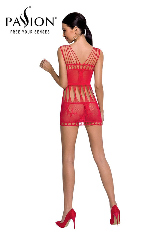 Robe nue en résille rouge décolleté en V BS090 Taille Unique - Passion