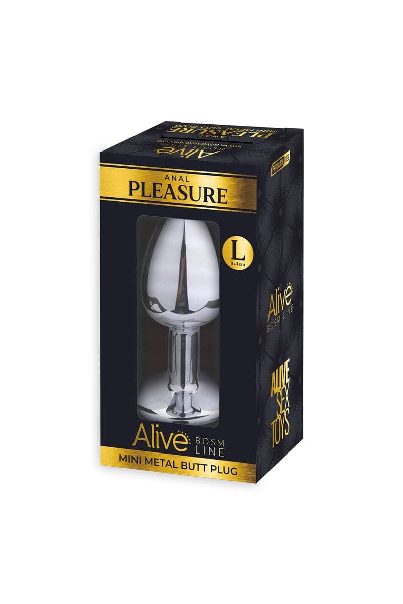 Rosebud anal en métal doux bijou avec strass bleu L longueur 8cm - Alive
