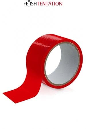 Ruban de soumission plastique rouge brillant 15m pratique SM soft - Fetish Tentation