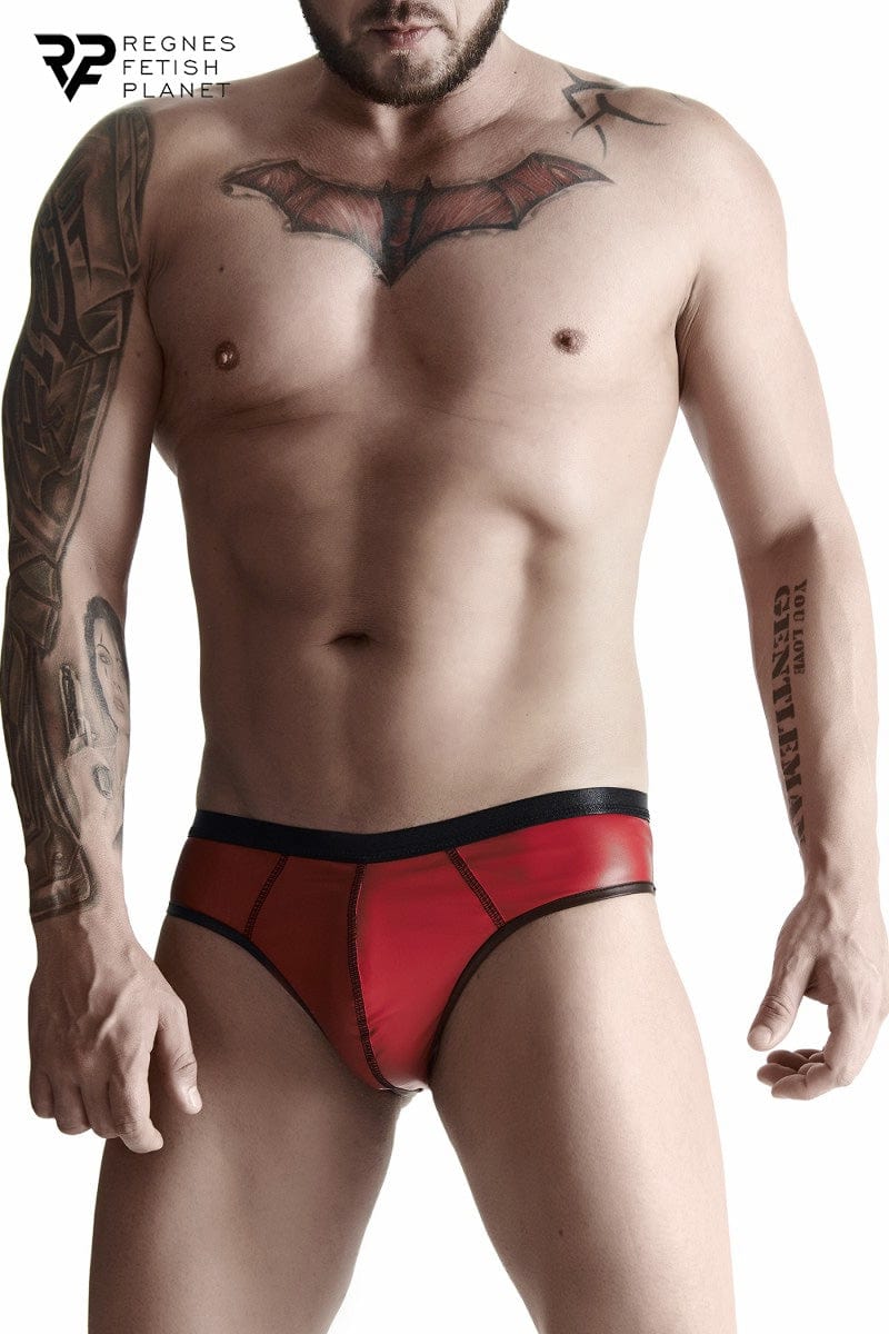Slip sexy pour homme rouge wetlook effet latex sexy - Regnes