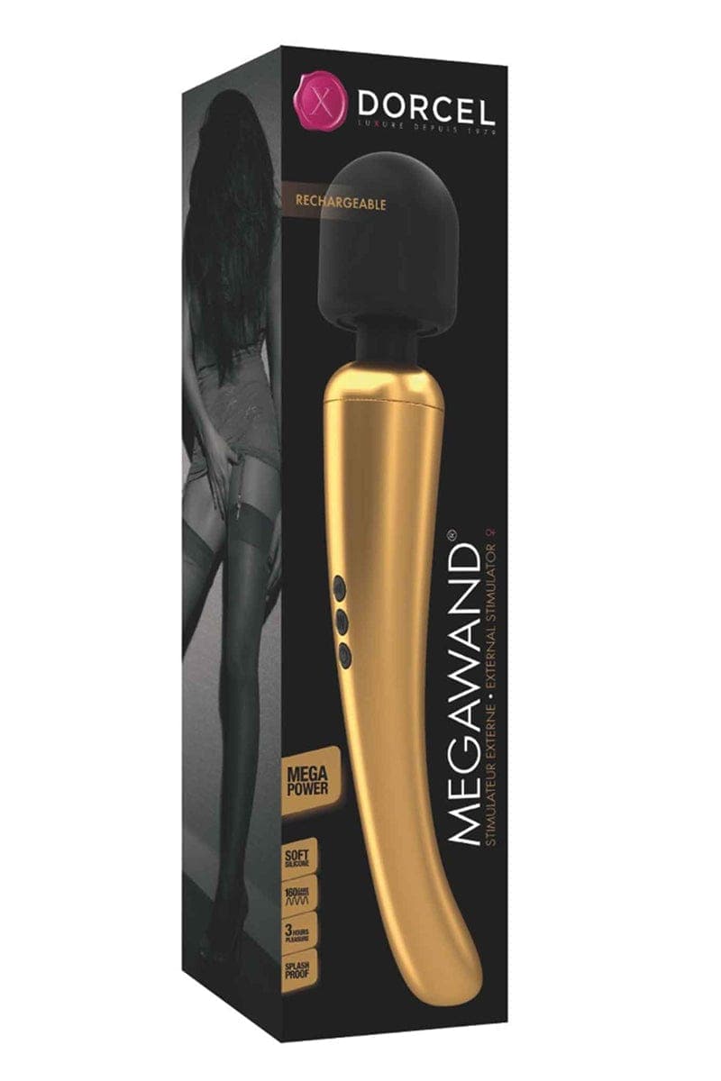 Stimulateur clitoridien 20 modes de vibration hyper puissant Megawand Gold 29cm - Dorcel