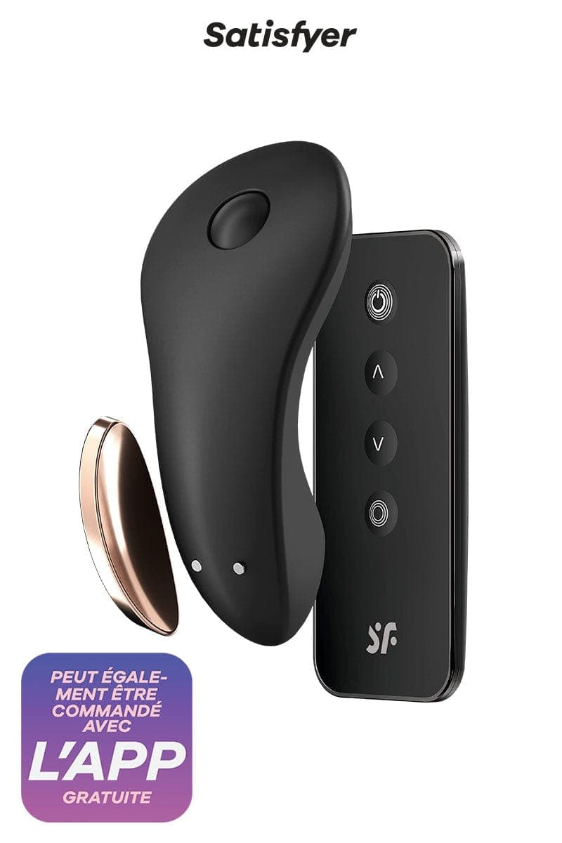 Stimulateur clitoridien pour culotte Little Secret noir 8,6cm - Satisfyer