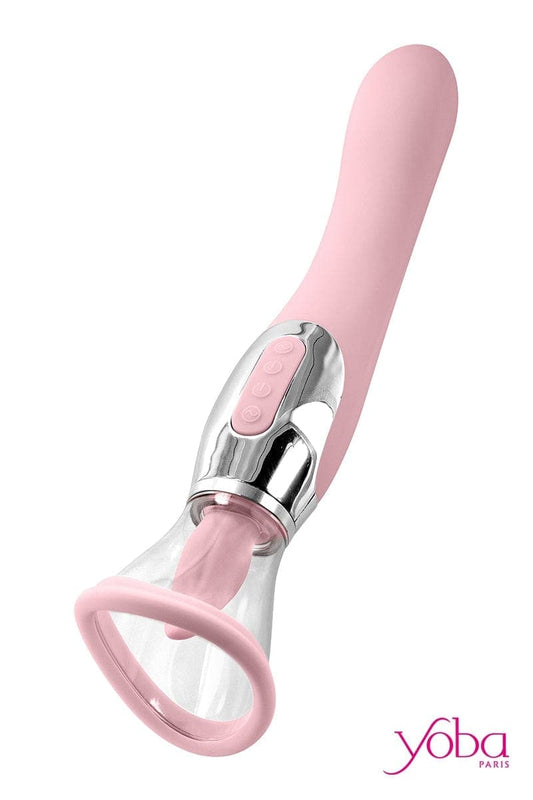 Stimulateur féminin 4 en 1 vulve téton langue vibro Harmony rose - Yoba