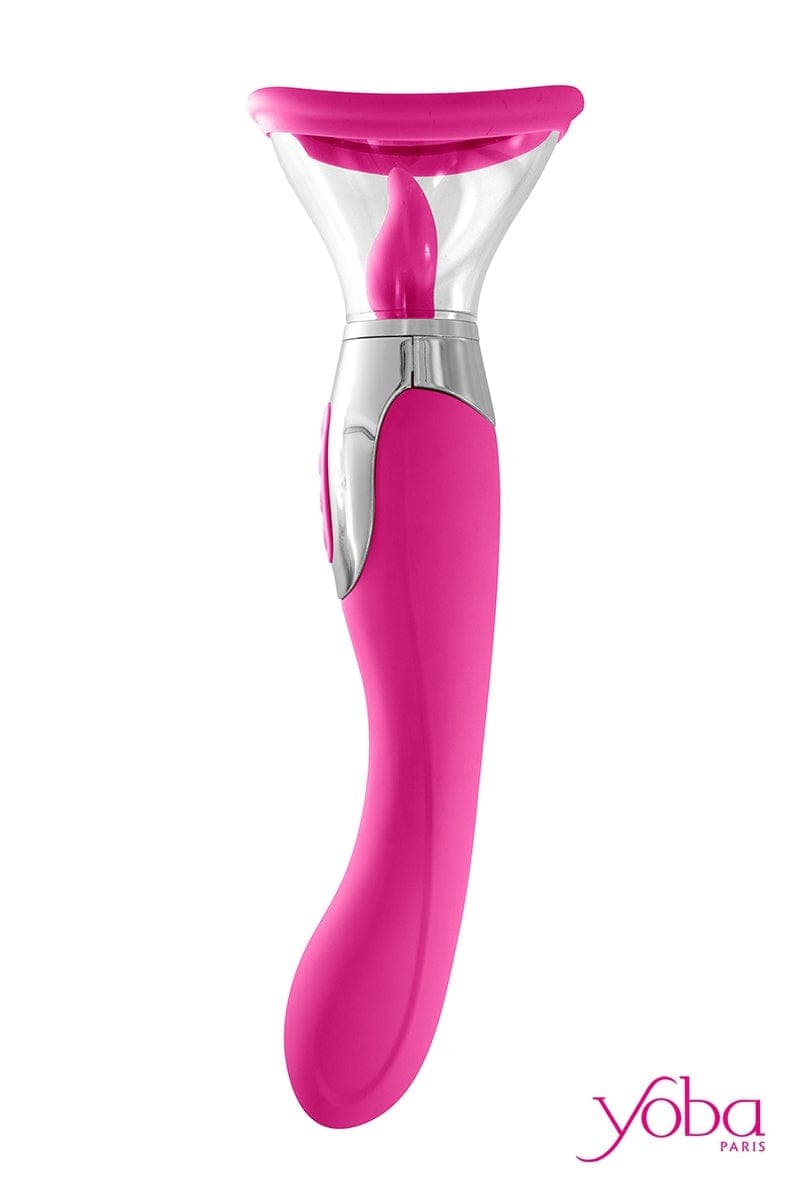 Stimulateur féminin 4 en 1 vulve tétons langue vibro Harmony fuchsia - Yoba