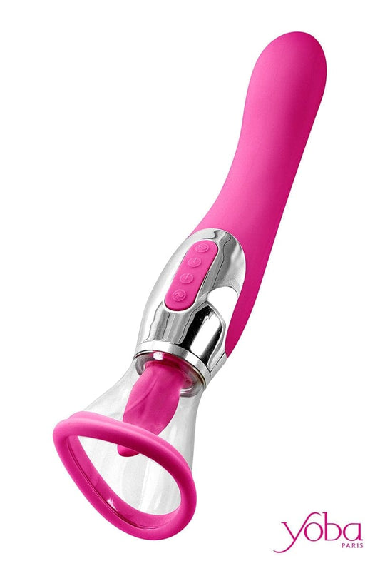 Stimulateur féminin 4 en 1 vulve tétons langue vibro Harmony fuchsia - Yoba