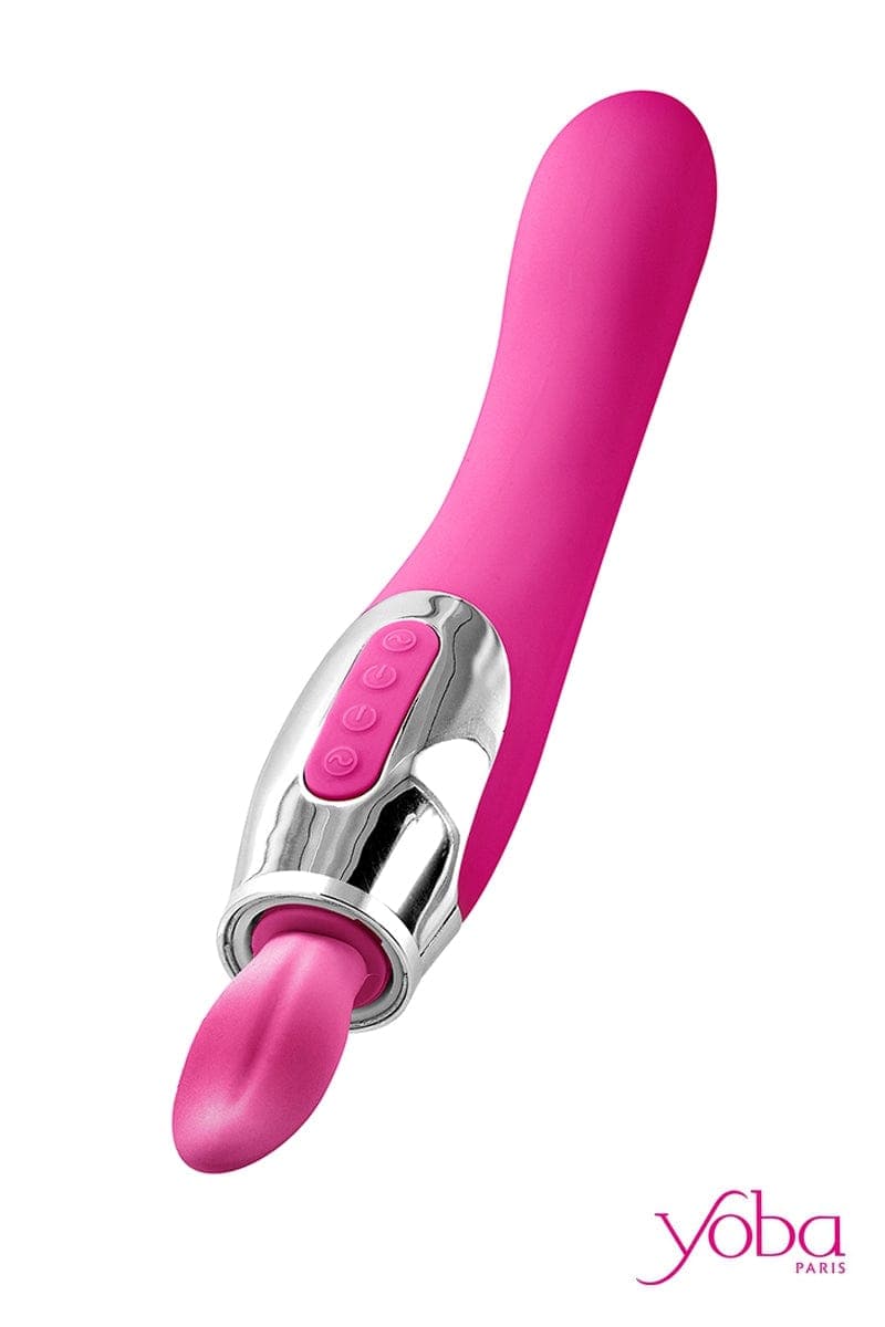 Stimulateur féminin 4 en 1 vulve tétons langue vibro Harmony fuchsia - Yoba