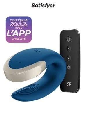 Stimulateur pour couple Double Love bleu 8,6 x 4,2 x 5,7 cm - Satisfyer