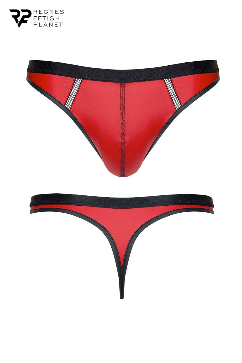 String brillant pour homme sexy en wetlook rouge look fetish - Regnes