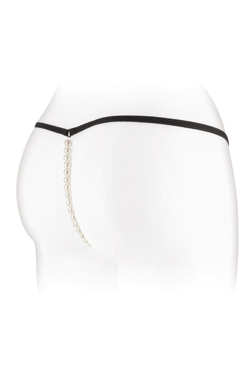 String noir érotique et perles entre-jambe fine dentelle - Fashion Secret