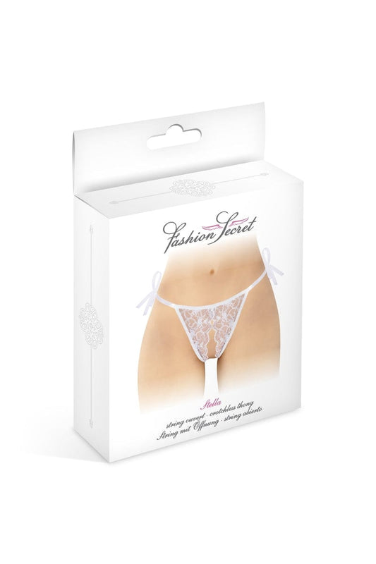 String ouvert à nouer en dentelle blanche Stella - Fashion Secret TU