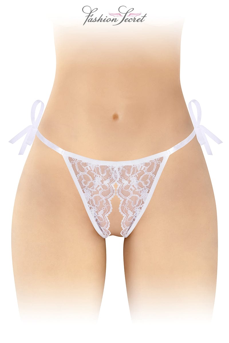String ouvert à nouer en dentelle blanche Stella - Fashion Secret TU