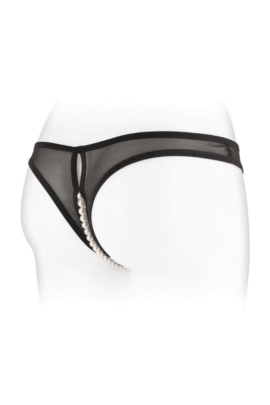 String ouvert avec perles stimulantion clitoridien Sophie noir - Fashion Secret