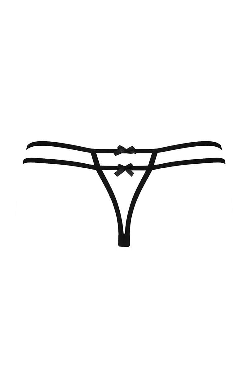String sexe ouvert sexy en tulle rouge satiné et rubans Rubi - Passion