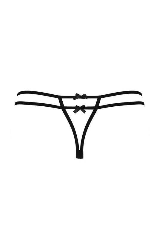 String sexe ouvert sexy en tulle rouge satiné et rubans Rubi - Passion