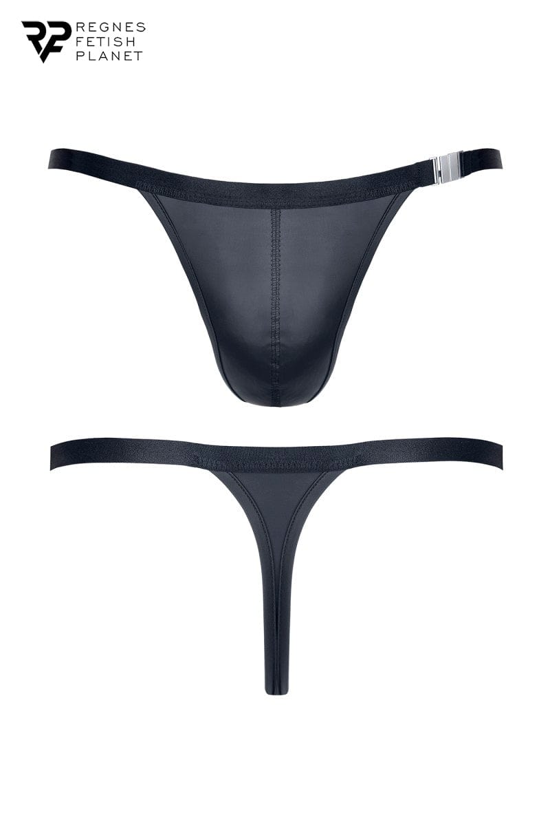 String sexy noir pour homme noir en wetlook - Regnes