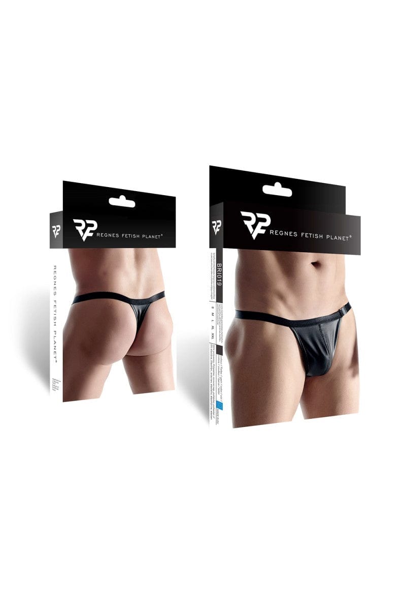 String sexy noir pour homme noir en wetlook - Regnes