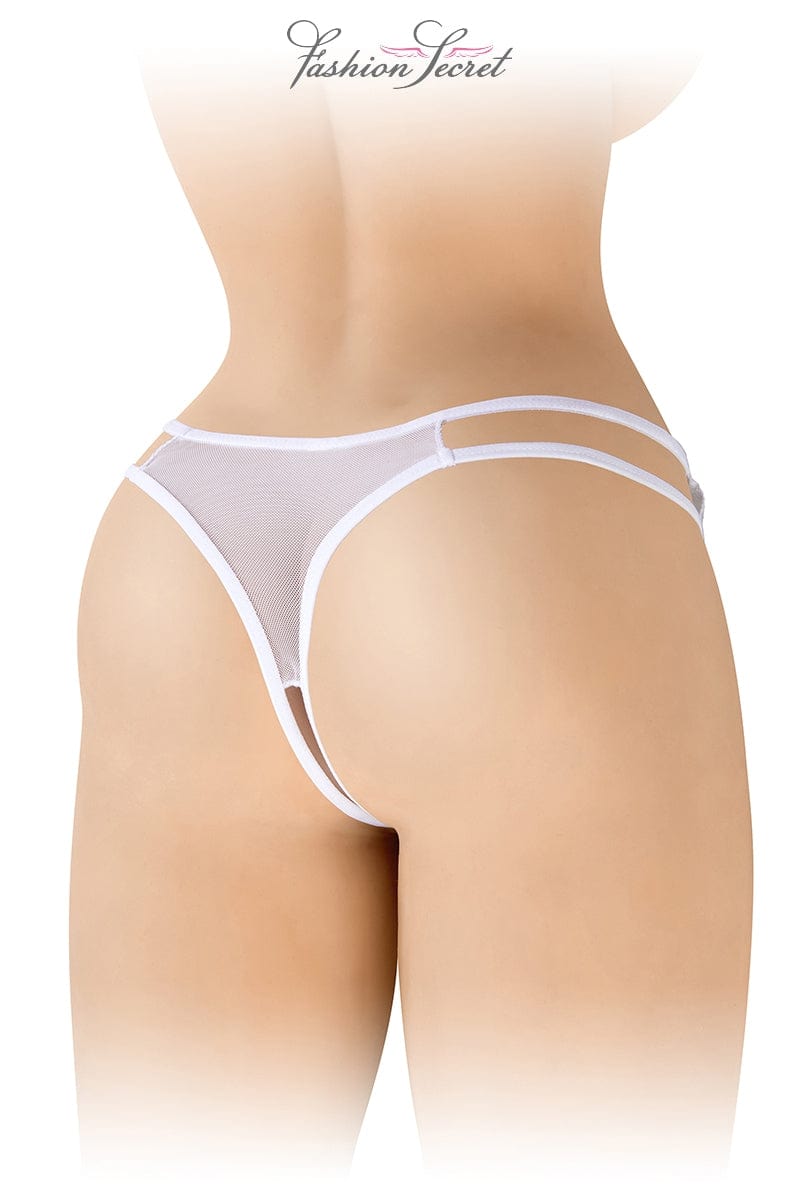 String sexy ouvert en tulle et dentelle blanc Victoria - Fashion Secret TU