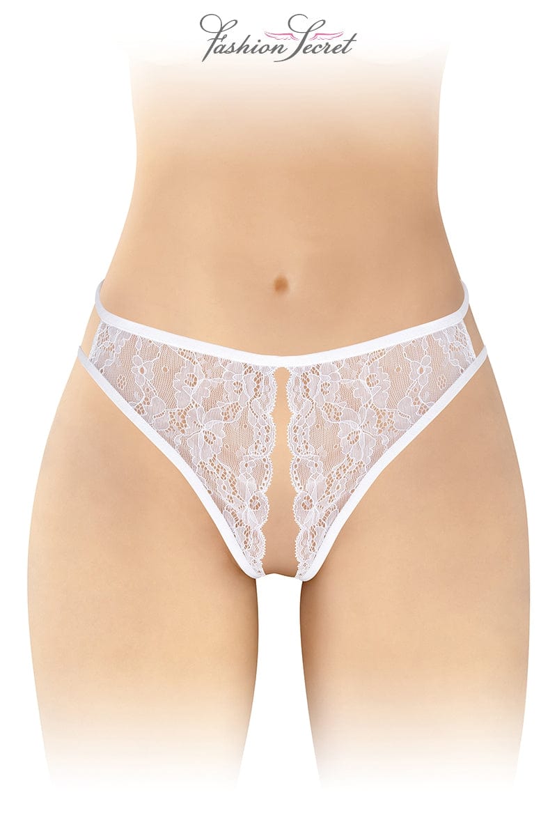 String sexy ouvert en tulle et dentelle blanc Victoria - Fashion Secret TU