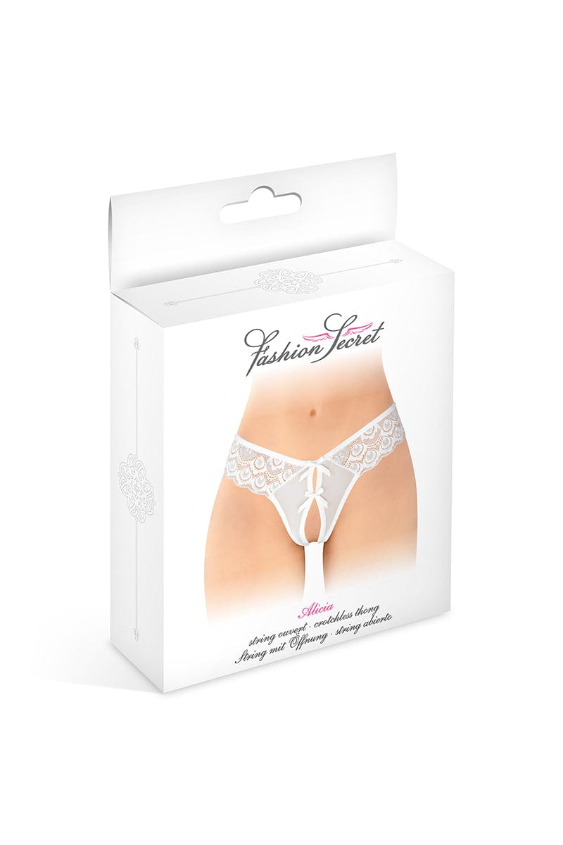 String sexy ouvert femme Alicia blanche Taille Unique - Fashion Secret