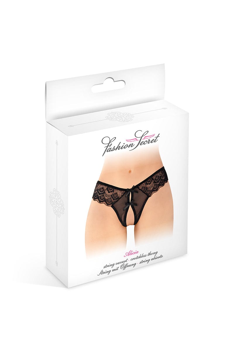 String sexy ouvert noir femme Alicia Taille Unique - Fashion Secret