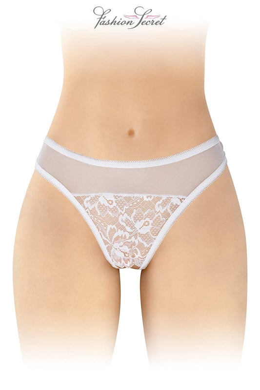Tanga blanc sexy avec ouverture intime Ava - Fashion Secret TU