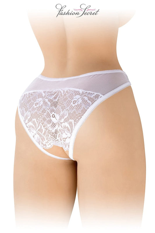 Tanga blanc sexy avec ouverture intime Ava - Fashion Secret TU