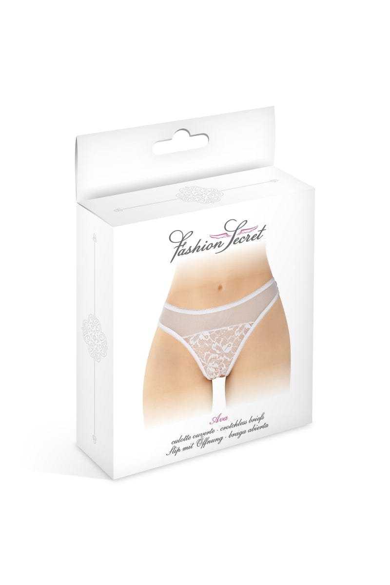 Tanga blanc sexy avec ouverture intime Ava - Fashion Secret TU